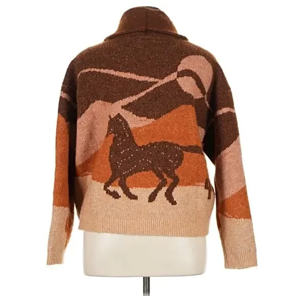 Lucky Galloping Pony Cardigan Sz XL - Picture 1 of 6